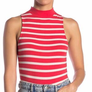 Abound Small pink and white striped sleeveless bodysuit